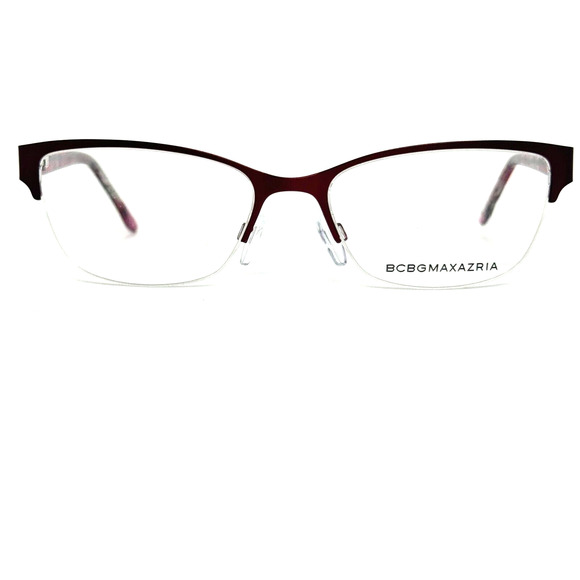 BCBG Maxazria Cat Eye Half Rim Frame Eyeglasses Kana Wine 53 17 135 H14119